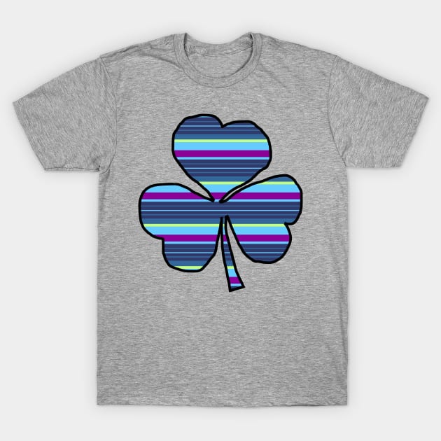 Shamrock Blue Stripes for St Patricks Day T-Shirt by ellenhenryart